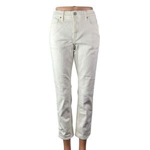 Uniqlo Women's White Mid Rise Straight Tapered Ankle Denim Jeans Pants Size 25